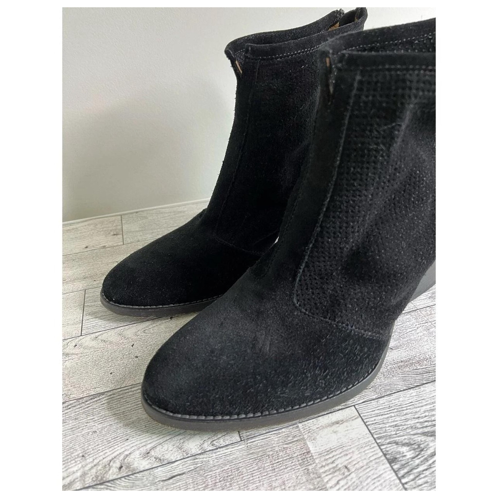 Aquatalia Boots Womens Size 9 Black Suede Ankle Booties Whimsigoth Witchy Boho - Picture 8 of 14